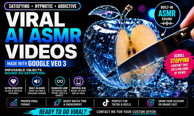 create viral ai asmr glass cutting videos using veo3