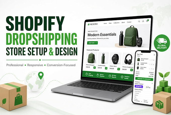 setup a shopify dropshipping website store