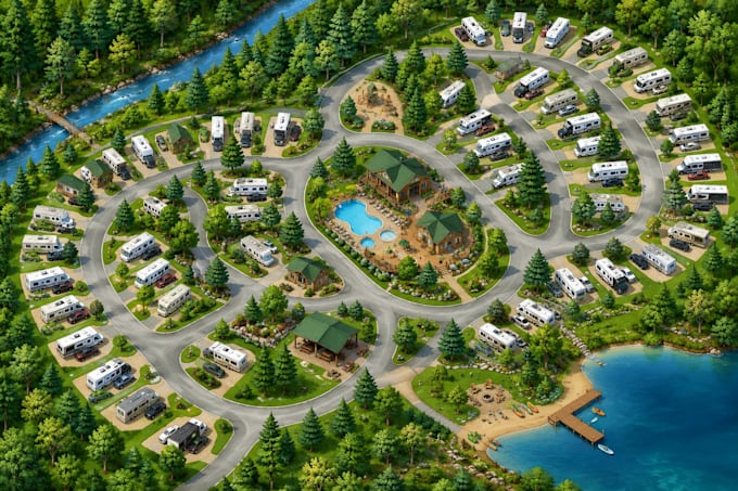 design custom rv park maps, campground maps, and visitor guides