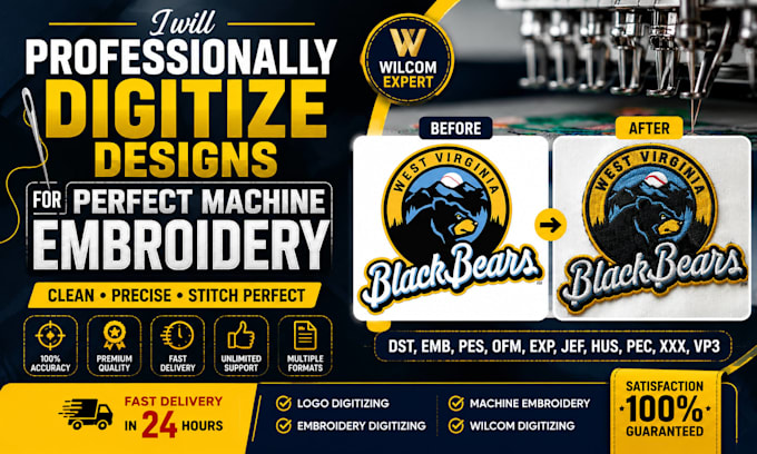 professionally digitize designs for perfect machine embroidery