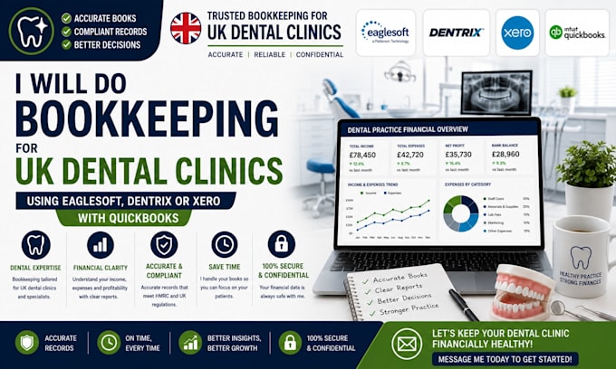 do bookkeeping for UK dental clinics using eaglesoft, dentrix or xero