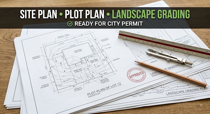 draw site plan, plot plan, and landscape grading for city permit