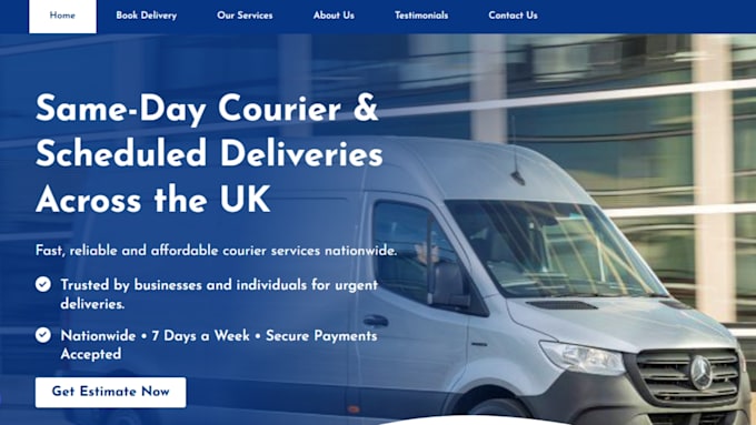 medical courier wordpress website design with online booking, delivery tracking