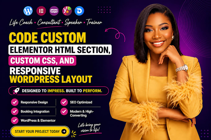 code custom elementor, custom css, and responsive wordpress layout