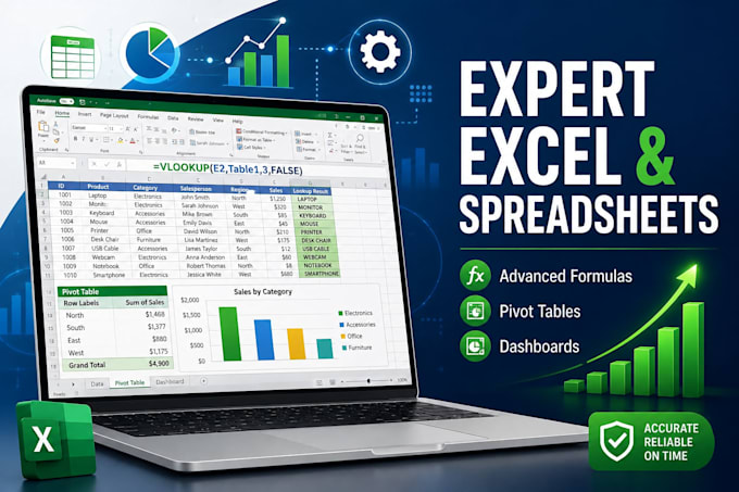 advanced excel formulas, google spreadsheet, vlookup, xlookup, and pivot tables