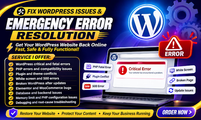 fix wordpress website critical bug or emergency errors and PHP resolution