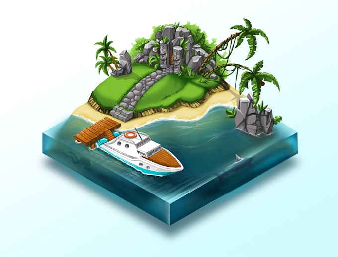 design custom isometric game assets, vector scenes, and objects