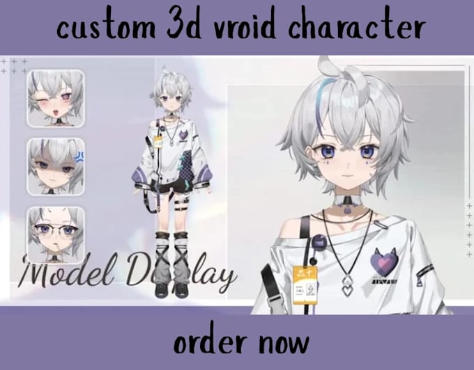 create 3d vroid character, 3d model, anime, vtuber, vrchat avatars and rigging