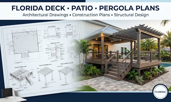 florida pe deck design patio plans pergola architectural drawings construction