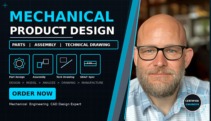 do mechanical product design and technical engineering cad drawings, prototype