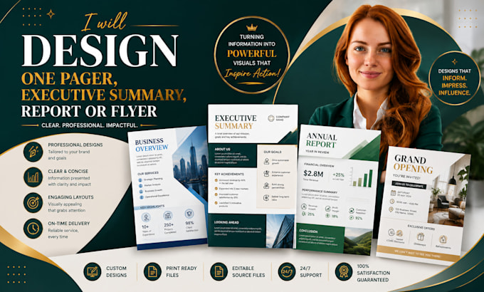 design one pager, executive summary, report or flyer