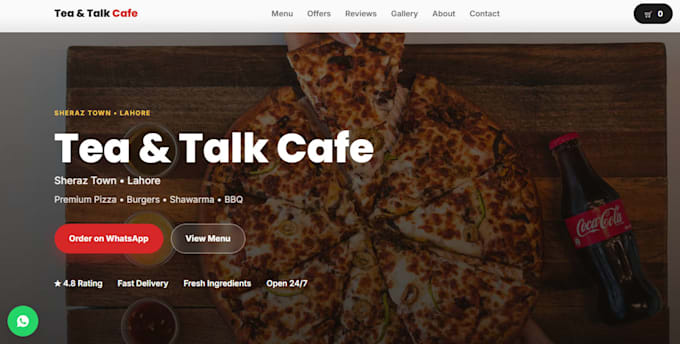 design a restaurant website with whatsapp ordering