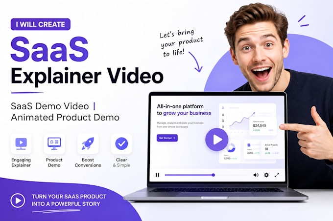create a saas explainer video, saas demo video, animated product demo