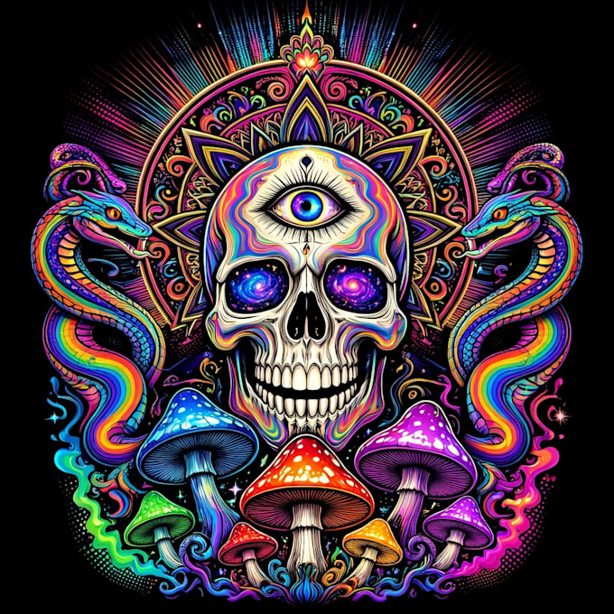 design custom psychedelic art illustration trippy logo