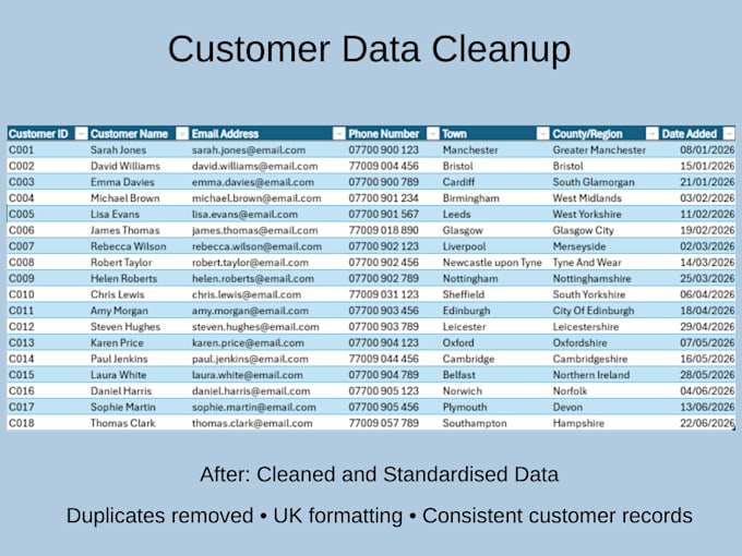 clean, format and organize your excel or google sheets data