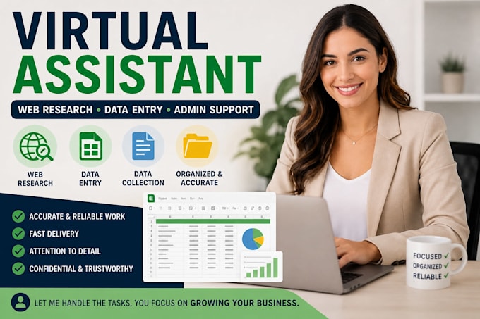be your virtual assistant for web research and data entry