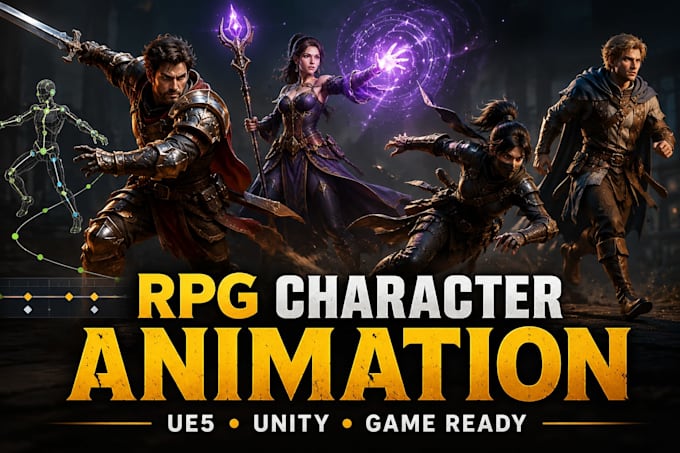create 3d game character animation and rigging for unity or unreal