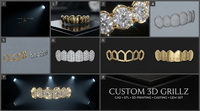 create custom 3d grillz cad design for printing and casting