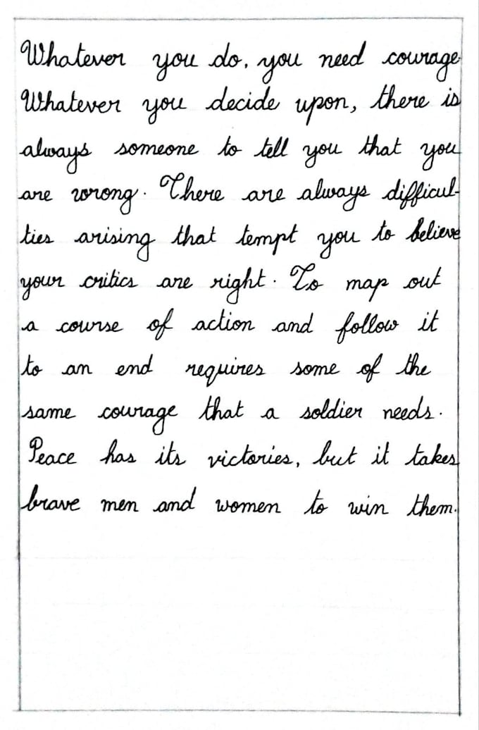 write your text in clean cursive handwriting