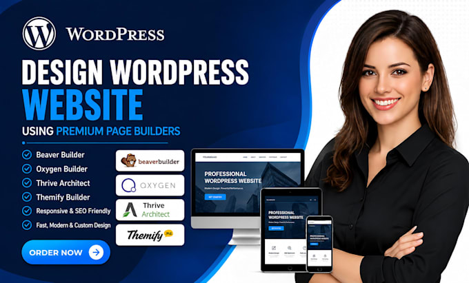 design wordpress website using beaver builder oxygen thrive architect themify