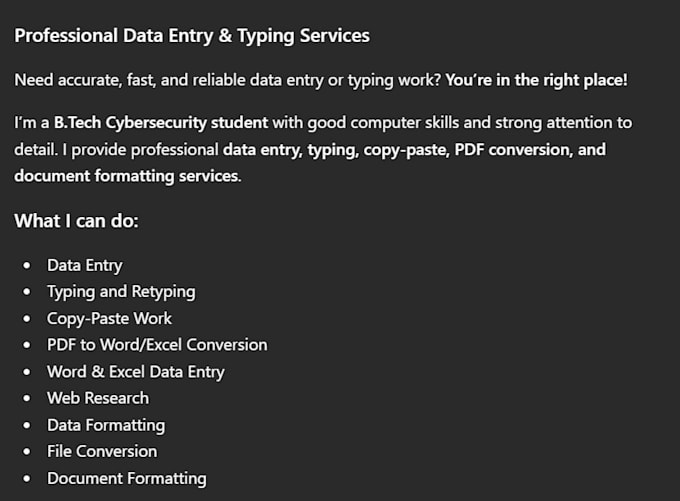 do data enrty,typing and copy paste work
