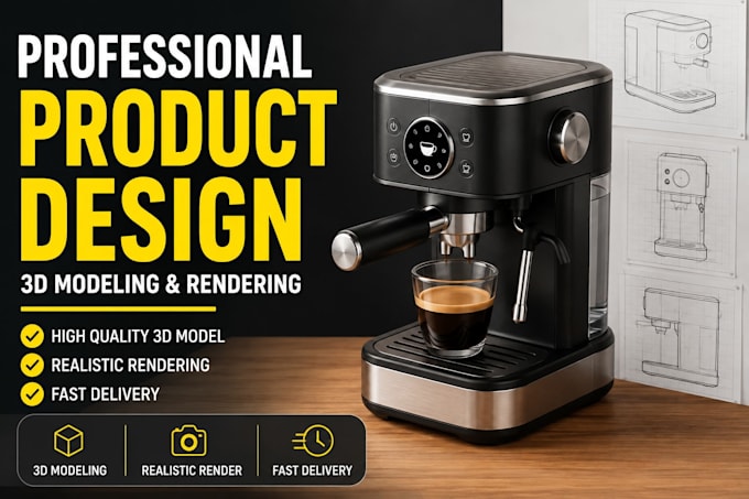 create 3d product design, cad modeling and realistic product 3d rendering