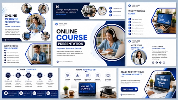 design PPT, powerpoint, online courses, webinar slides, ecourse, online lessons