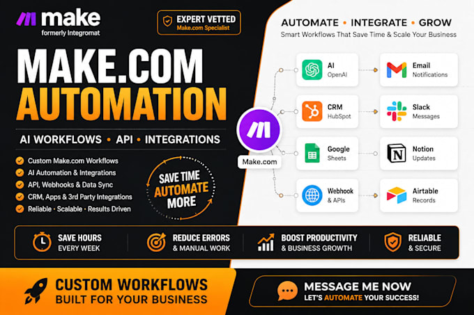set up make com integromat API integrations hubspot CRM automation