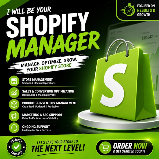 be your shopify manager, shopify marketing