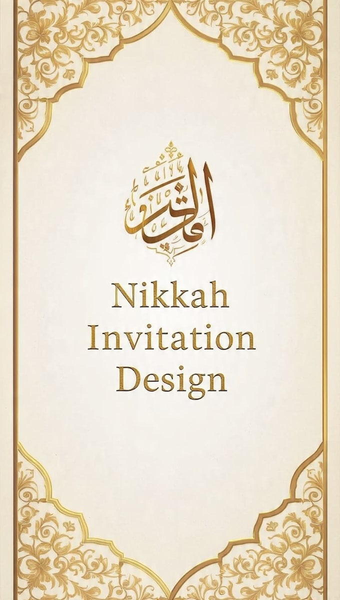 design urdu muslim nikkah wedding invitation card in canva