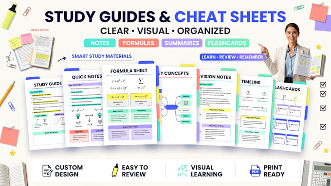 design study guides, cheat sheets and revision notes for students and educators