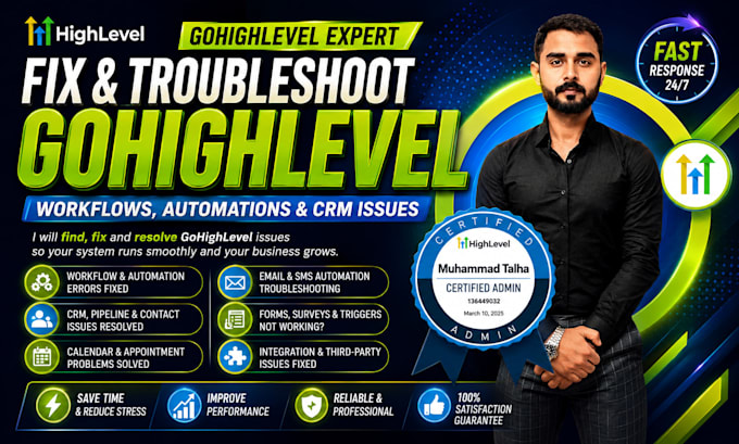 troubleshoot gohighlevel workflows, CRM and automations