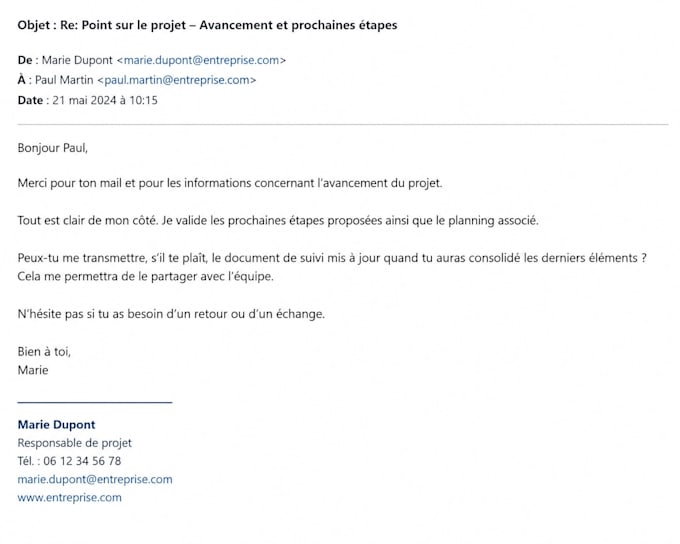 je réponds a vos mail, avis google
