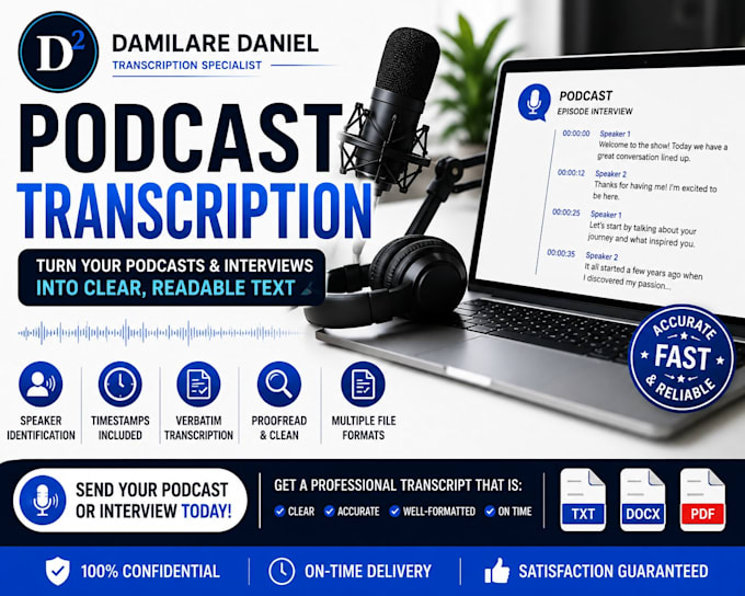 transcribe podcasts and interviews into clear text