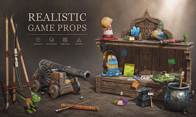 create realistic game ready 3d props and assets