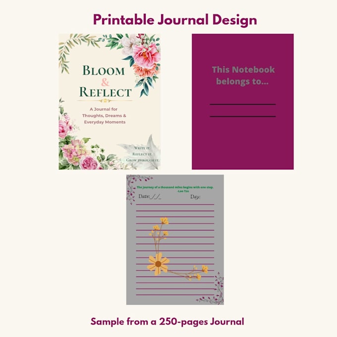 design a printable journal planner or workbook in canva