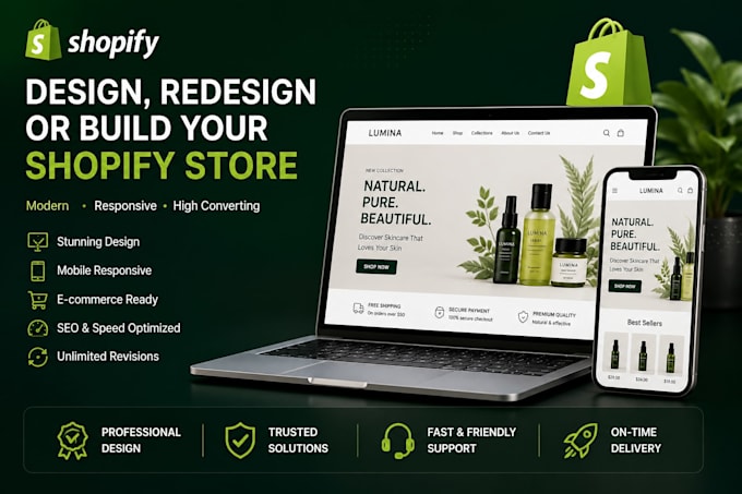 design, redesign, revamp or build a shopify store