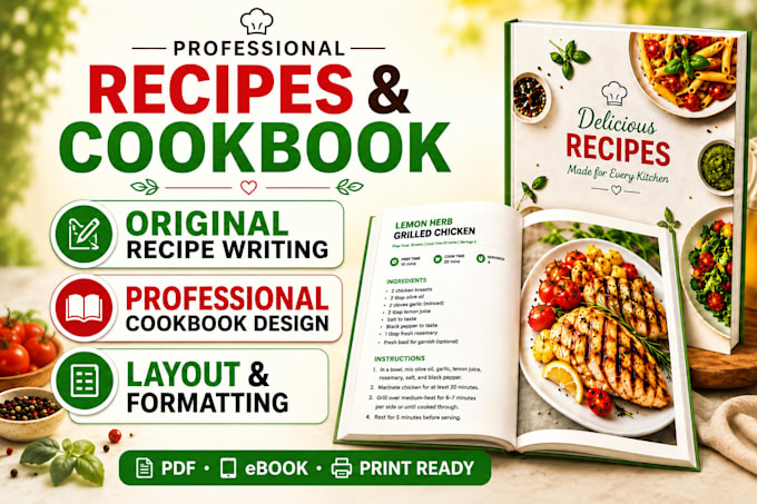 write and design a professional cookbook or recipe book