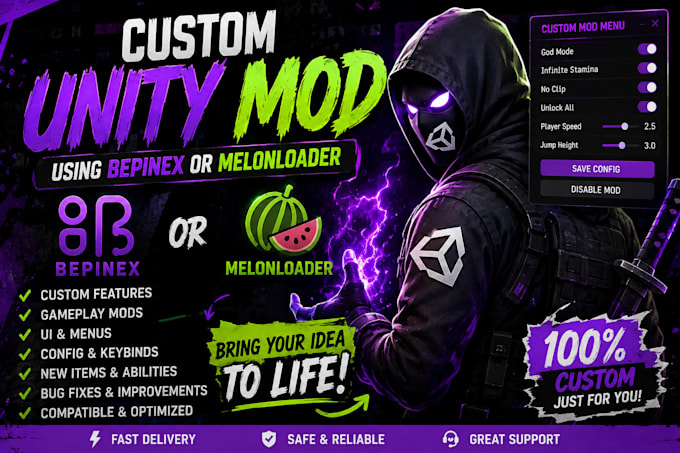 create a custom unity mod using bepinex or melonloader