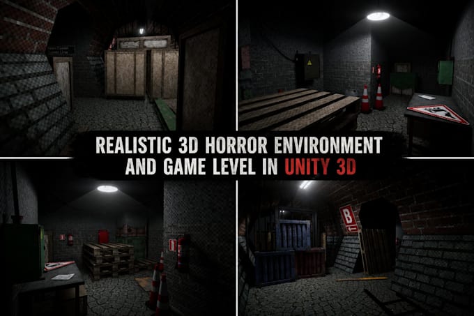 create a realistic 3d horror environment and game level in unity 3d
