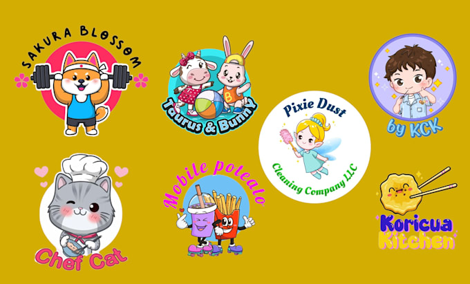 draw kawaii chibi, cartoon cute logo design
