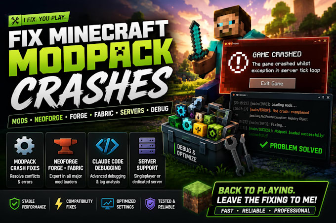 fix minecraft modpack crashes mod neoforge claude code forge fabric server debug