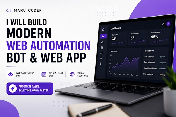 build a modern responsive web automation bot, web app, appointment bot, web bot