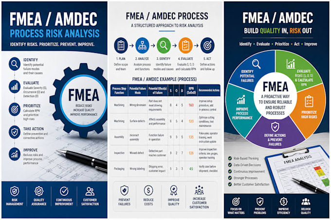create a professional fmea amdec process risk analysis