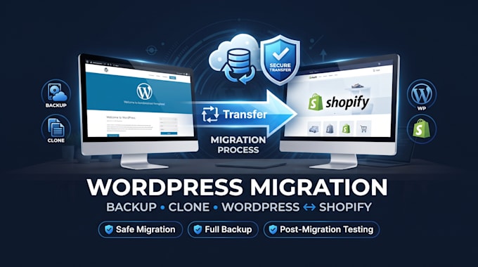 do wordpress website migration, backup, clone, wordpress to shopify migration