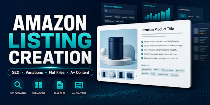 create and optimize amazon product listings and variations