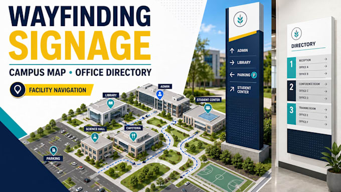 design wayfinding signage campus map office directory and facility navigation