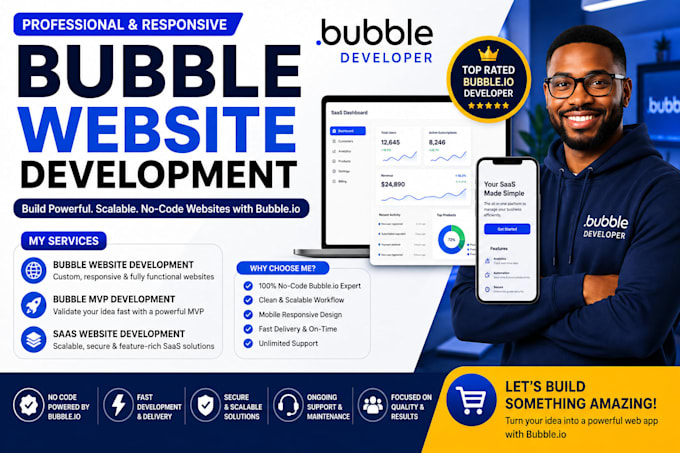 bubble website development, bubble mvp, saas website as bubble io developer