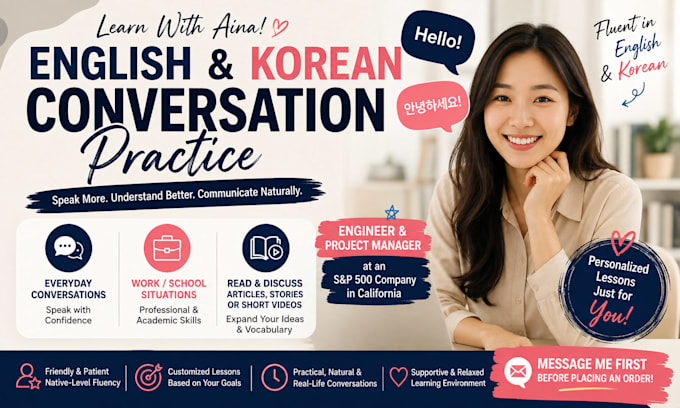 teach you english or korean conversation