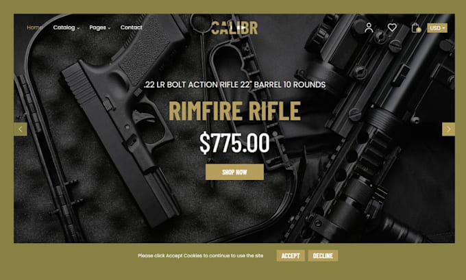 build firearm website gun website gun shopify store ammunition gun website